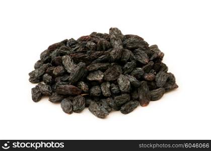 Black raisins isolated on the white background&#xA;