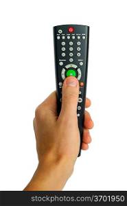 Black remote control for TV set