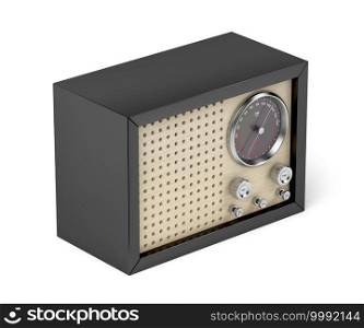 Black retro radio on white background