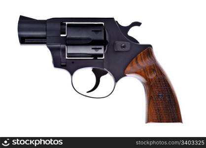 Black revolver isolated on a white background