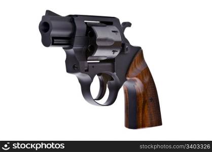 Black revolver isolated on a white background