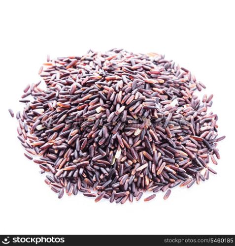 Black rice heap isolated on a white background