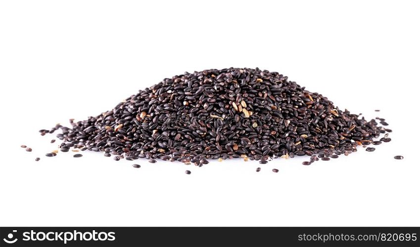 Black rice isolated on a white background