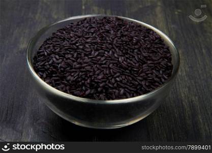 black rice on glass bowl