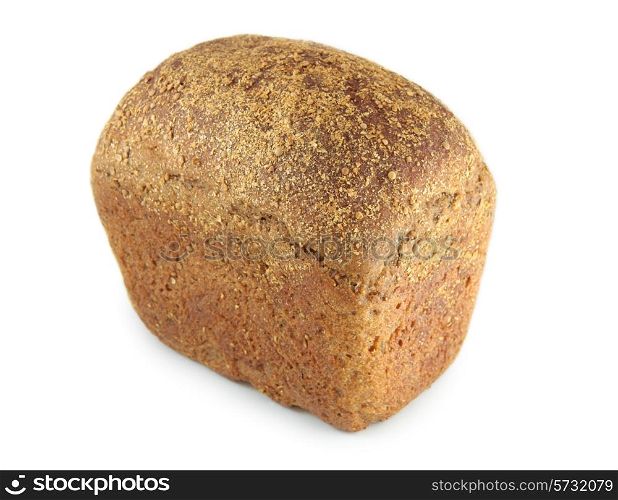 Black rye bread with caraway seeds on white background
