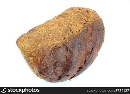 Black rye bread with the fried crust is isolated on a white background