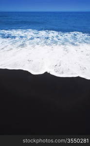 Black sand beach volcanic in Tenerife at Canary Islands