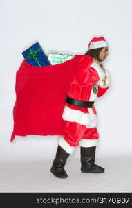 Black Santa Carrying Bag of Presents