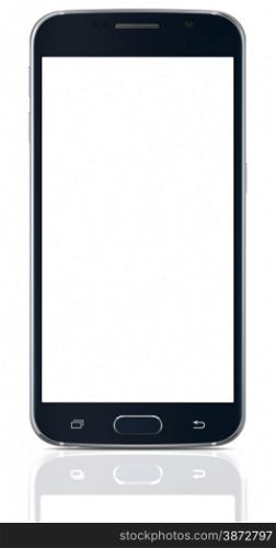 Black Sapphire Smartphone edge with blank screen on white background