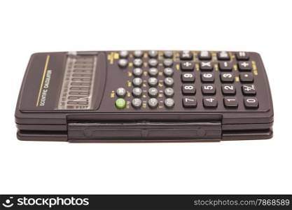 Black scientific calculator isolated on white background