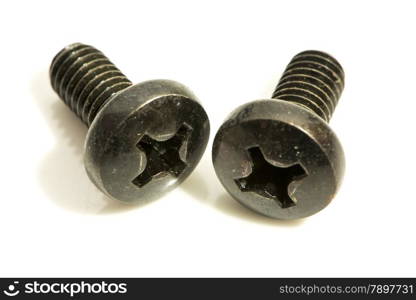 black screws on a white background