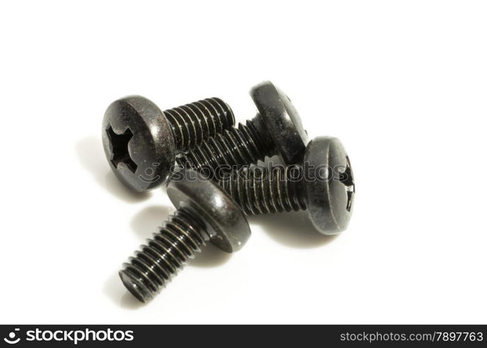 black screws on a white background