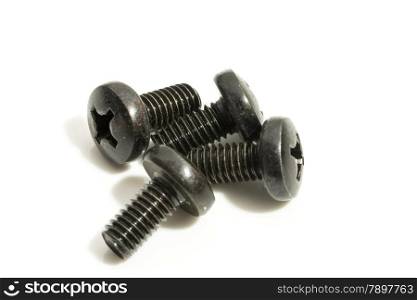 black screws on a white background