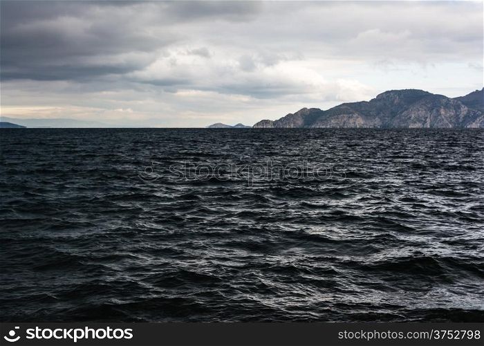 Black sea at stormy seaside