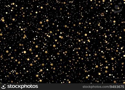 Black seamless pattern with golden glitter, sequins. Applicable for wrapping paper, print. Background with shiny sparkles, particles. Repeatable texture. Celebration, festive, event. Generative AI. Black seamless pattern with golden glitter, sequins. Applicable for wrapping paper, print. Background with shiny sparkles, particles. Repeatable texture. Celebration, festive, event. Generative AI.