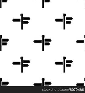 Black Signpost Arrows Seamless Pattern on White Background. Signpost Icons.. Black Signpost Arrows Seamless Pattern