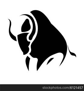 Black silhouette simple of a bull isolated background. Vector illustration.