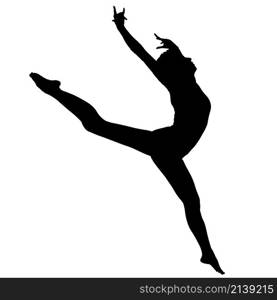 Black silhouette the ballerina on a white background. Black silhouette the ballerina