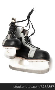 black skates on white background