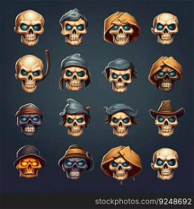 black skull death game ai generated. evil symbol, anatomy scary, background pirate black skull death game illustration. black skull death game ai generated