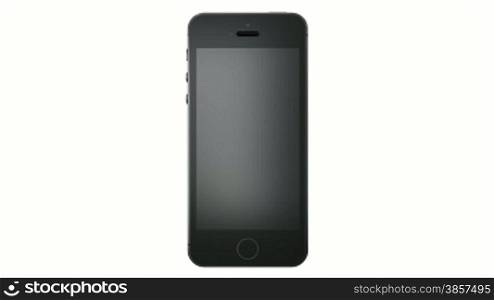 Black smartphone with luma matte on white background