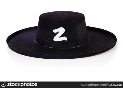 Black sombrero hat isolated on the white