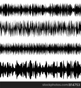 Black Sound Waves Set. Screen of Equalizer. Musical Vibration Graph. Radio Wave Amplitude.. Black Sound Waves Set. Screen of Equalizer. Musical Vibration Graph. Radio Wave Amplitude
