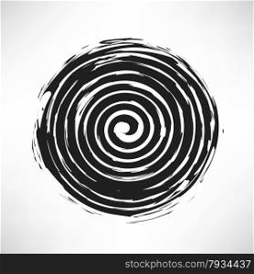 Black Spiral Grunge Pattern Isolated on White Background.. Spiral Grunge Pattern