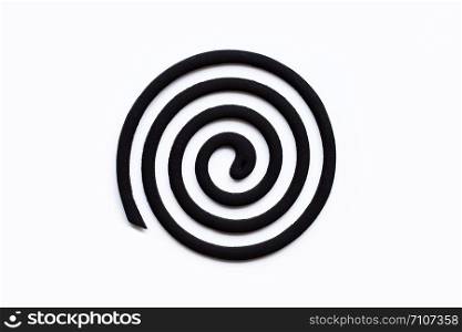 Black spiral Mosquito Repellent coil on white background