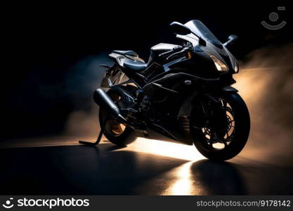 Black sport bike. Illustration Generative AI
