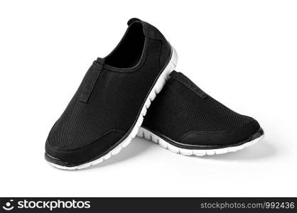 black sport shoes isolated with clipping path
