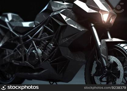 black sports bike, modern motorbike prototype generative ai.