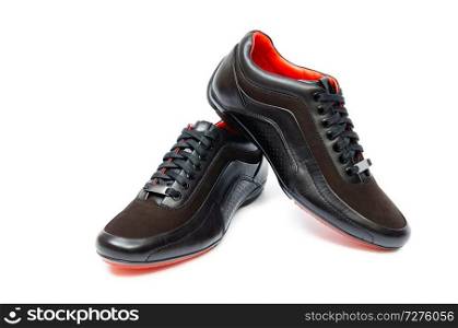 Black sporty shoes isolated on white background