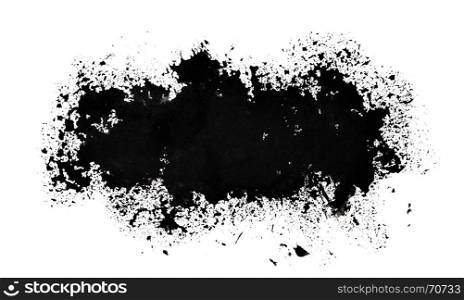 Black sprayed stain. Street art style abstract background. Raster illustration