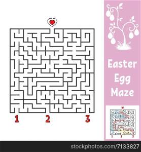 Black square labyrinth. Kids worksheets. Activity page. Game puzzle for children. Easter, egg, holiday. Find the right path to the heart. Maze conundrum. Vector illustration. With answer. Black square labyrinth. Kids worksheets. Activity page. Game puzzle for children. Easter, egg, holiday. Find the right path to the heart. Maze conundrum. Vector illustration. With answer.