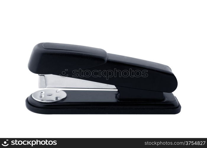 Black stapler. Black professional stapler isolated on white background