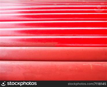 Black steel pipe painted in red for fire production system in the factory