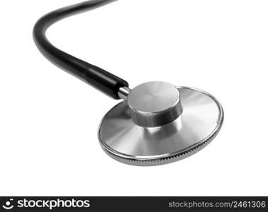 Black stethoscope isolated on a white background. Stock photo.. Black stethoscope isolated on white background. Stock photo.