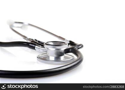 black stethoscope on white background