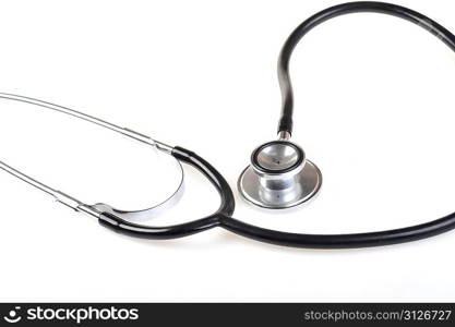 black stethoscope on white background