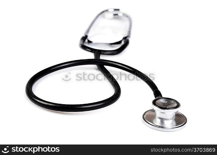 black stethoscope on white background