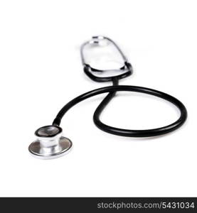 black stethoscope on white background