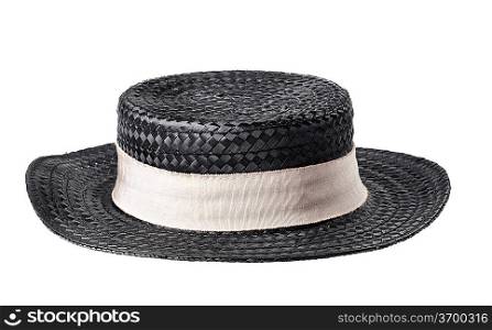 black straw hat isolated on white background