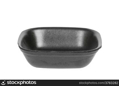 Black Styrofoam Food Tray on White Background