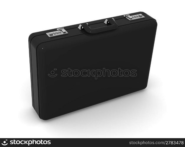 Black suitcase on white background. 3d