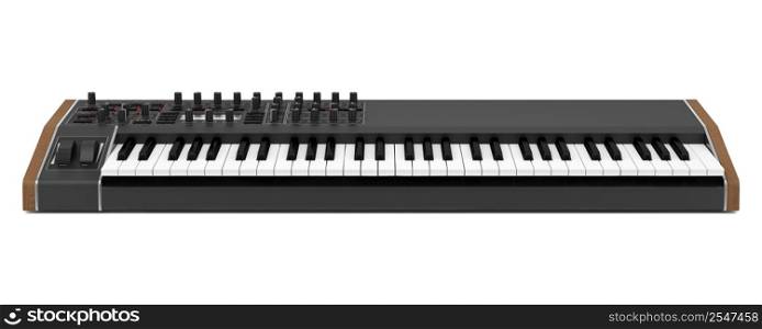 black synthesizer isolated on white background