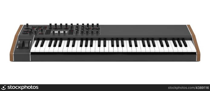 black synthesizer isolated on white background