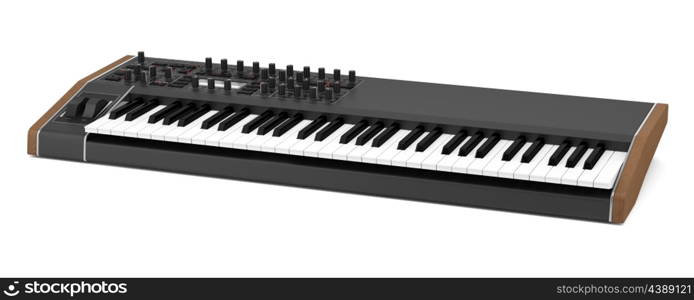 black synthesizer isolated on white background