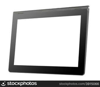 Black tablet computer isolated on white background