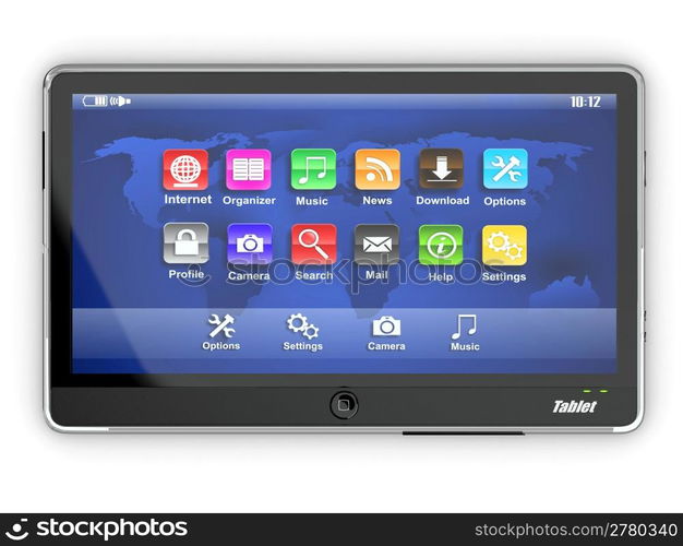 Black tablet pc on white background. 3d